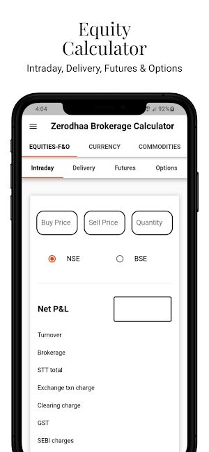 Zerod Brokerage Calculator Screenshot 2