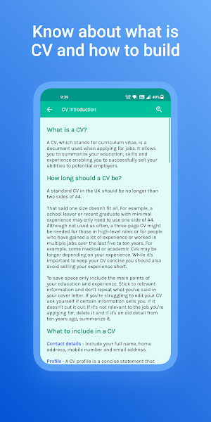 CV/Resume Preparation Guide Screenshot 1