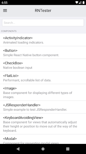 React Native Components Explorer - Source code Screenshot 1