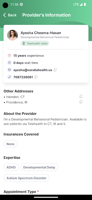 Patient-Coralis Health Screenshot 2