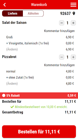 ITALIA Pizza Service Screenshot 1