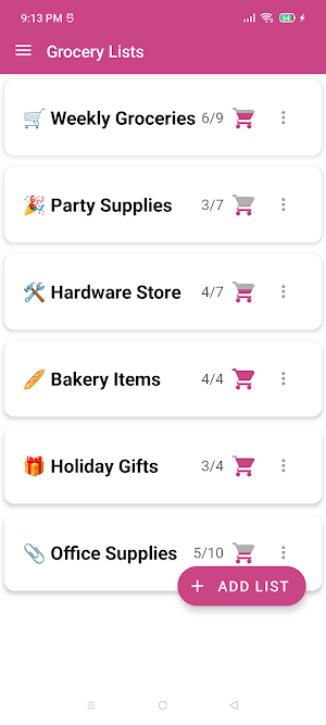 Grocery Shopping List Screenshot 1