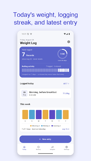 Weight Log — Simple Diary Screenshot 0