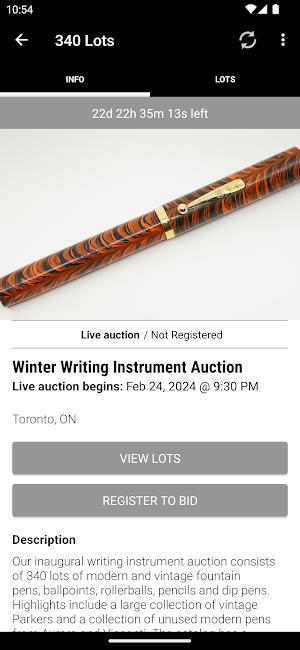 NA Pen Auctions Screenshot 1