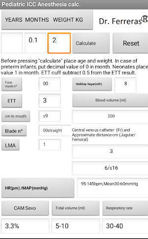Pediatric calculator ICC & Anesthesia Screenshot 1