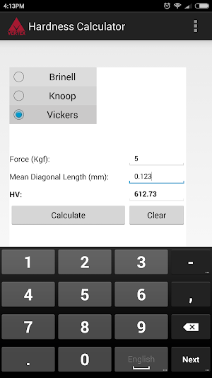 Hardness Calculator Screenshot 2