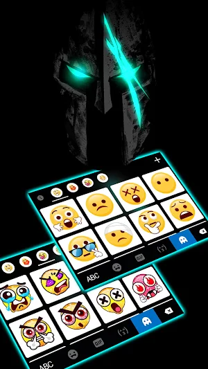 Neon Blue Warrior Keyboard Background Screenshot 3