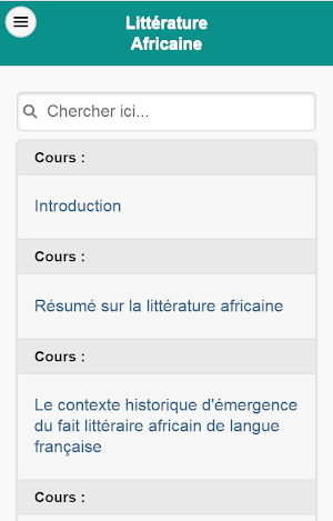 Littérature Africaine : Cours Screenshot 0