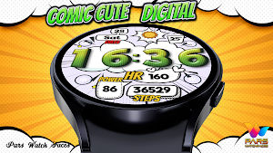 Comic Cute Digital Watch Face Screenshot 3