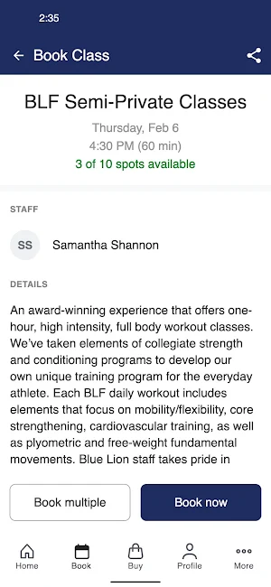 Blue Lion Fitness Screenshot 2