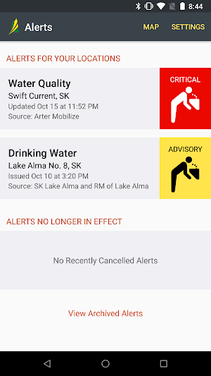 Saskatchewan Emergency Alert Screenshot 1