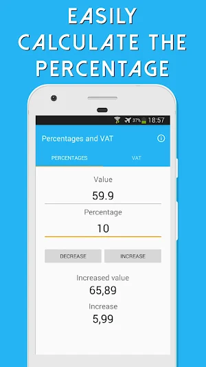 Percentages and VAT Calculator Screenshot 0