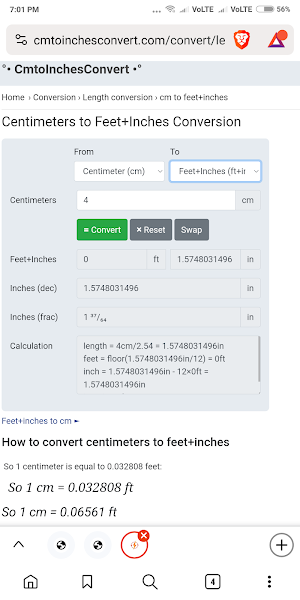 Centimeters to Feet+Inches Screenshot 3