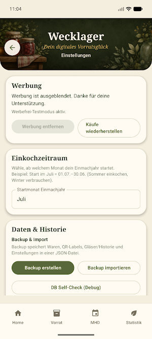 Wecklager – Vorratsverwaltung Screenshot 2