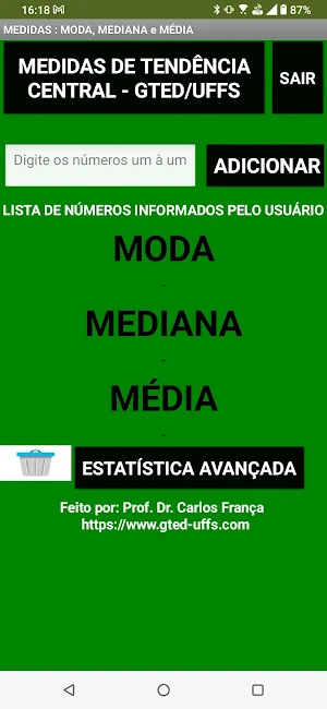 Cálculos da Estatística básica Screenshot 1