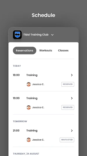 Tidal Training Club Screenshot 2