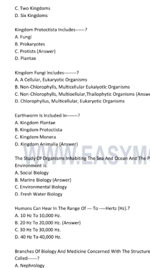 Biology MCQs Solve Screenshot 1