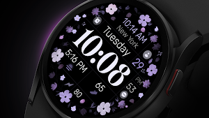 Purple Flowers Watch Face Screenshot 0