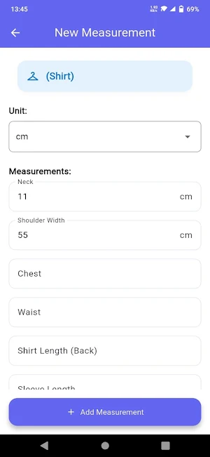 BS : Tailor Measurement App Screenshot 2