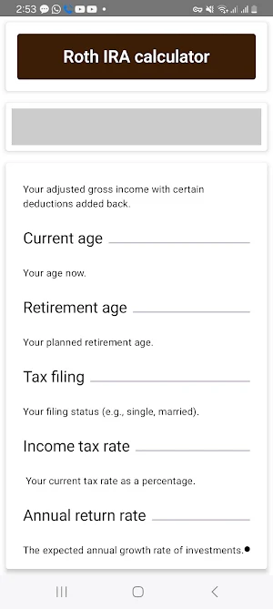Roth IRA calculator Screenshot 3
