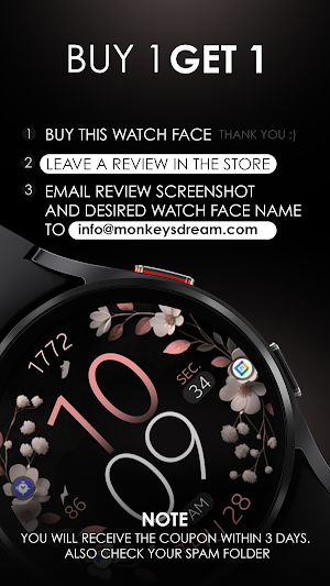 Rose Gold Floral Watch Face Screenshot 3
