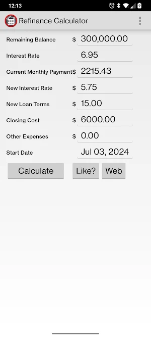 Refinance Calculator Screenshot 0