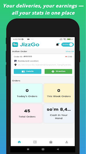 JizzGo Delivery Partner Screenshot 2