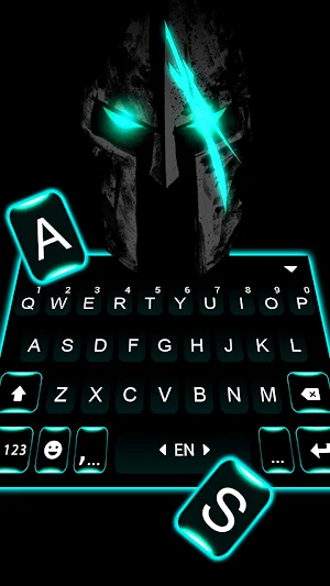 Neon Blue Warrior Keyboard Background Screenshot 1