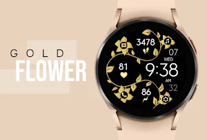 Digital Gold Flower Watch Face Screenshot 0
