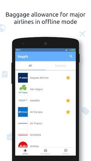 Baggify - airlines baggage allowance Screenshot 0