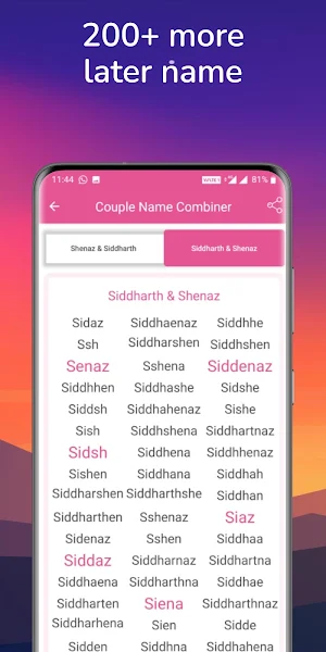 Couple Name Combiner - Baby Name (MOM+DAD=BABY) Screenshot 3