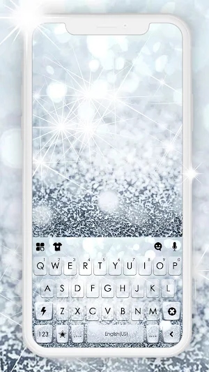Silver Sparkles Keyboard Background Screenshot 0