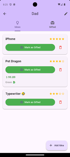 PG Gift Log Screenshot 2