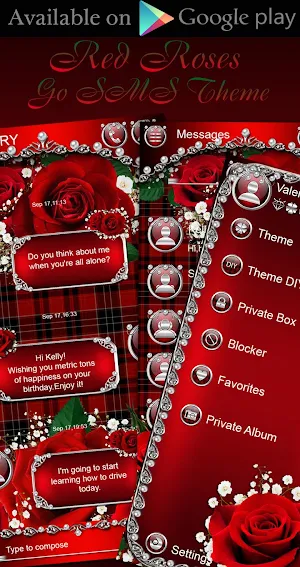 Red Roses 3D Next Launcher theme Screenshot 2