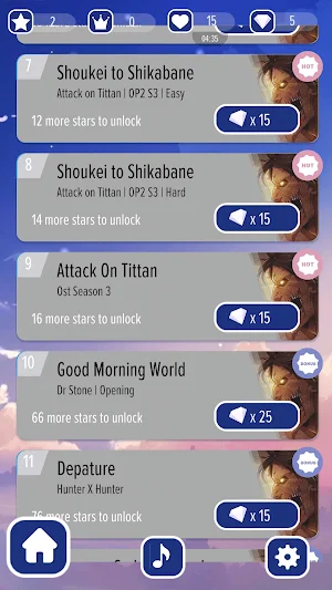 Piano AoT Sasageyo Anime Tiles Screenshot 2