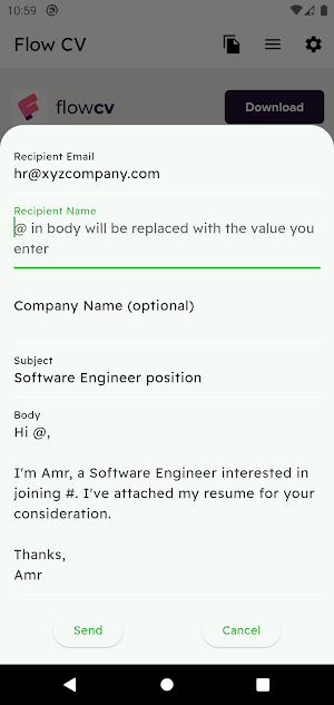 Easy cv sender Screenshot 1