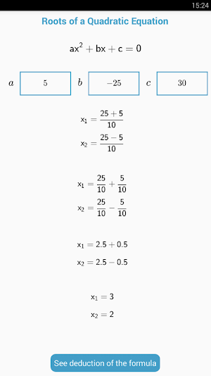Roots of a Quadratic Equation Screenshot 1