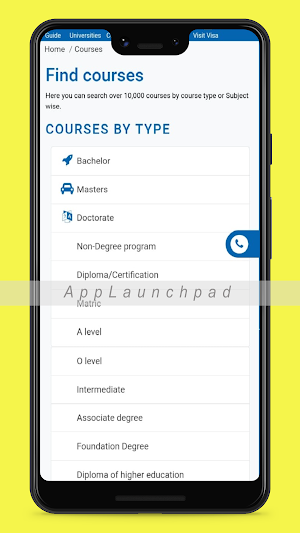 Universities Page Screenshot 3