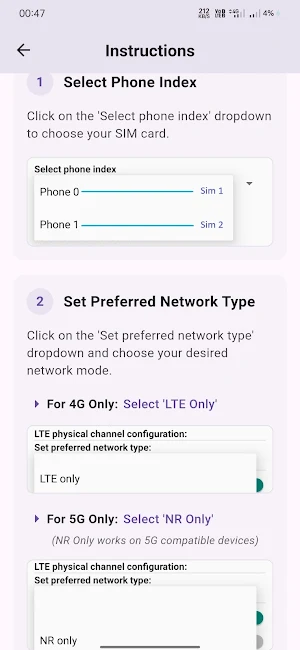5G 4G Only Network Mode Screenshot 1