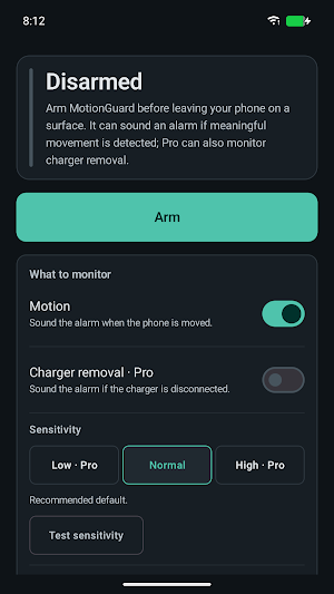 MotionGuard: Motion Alarm Screenshot 0