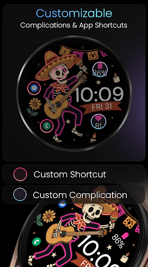 Muertos Fiesta Neon Watch Face Screenshot 3