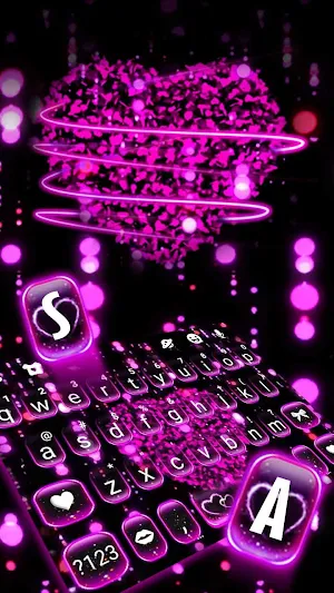 Sparkling Hearts 3d Keyboard Theme Screenshot 1