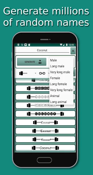 Nickname Generator. Screenshot 1