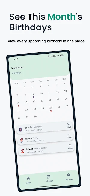 Birthdays Reminder & Calendar Screenshot 3