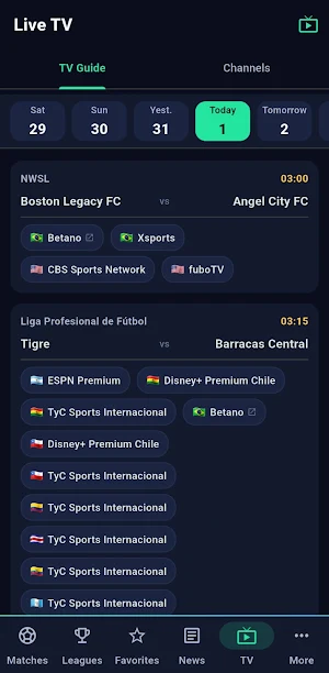 Sportzfy Live Football TV HD Screenshot 1