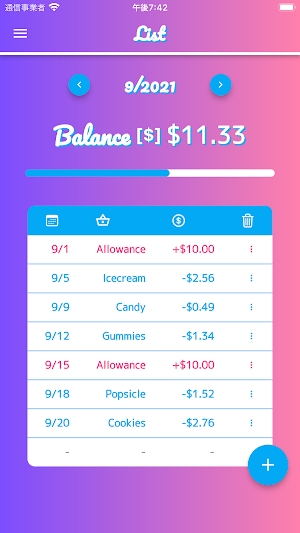Kawaii allowance manager Screenshot 1