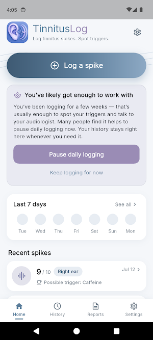 Tinnitus Diary & Tracker Screenshot 0