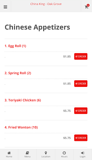 China King Oak Grove Ordering Screenshot 1
