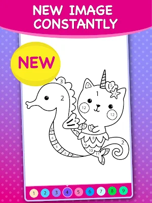 Unicorns Coloring By Numbers Screenshot 3