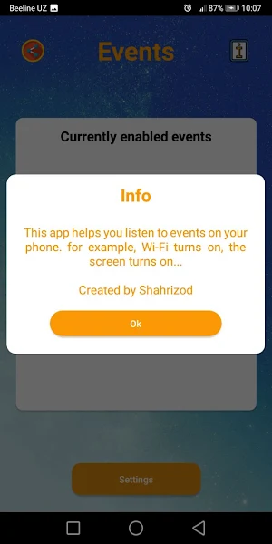 Phone events Screenshot 0
